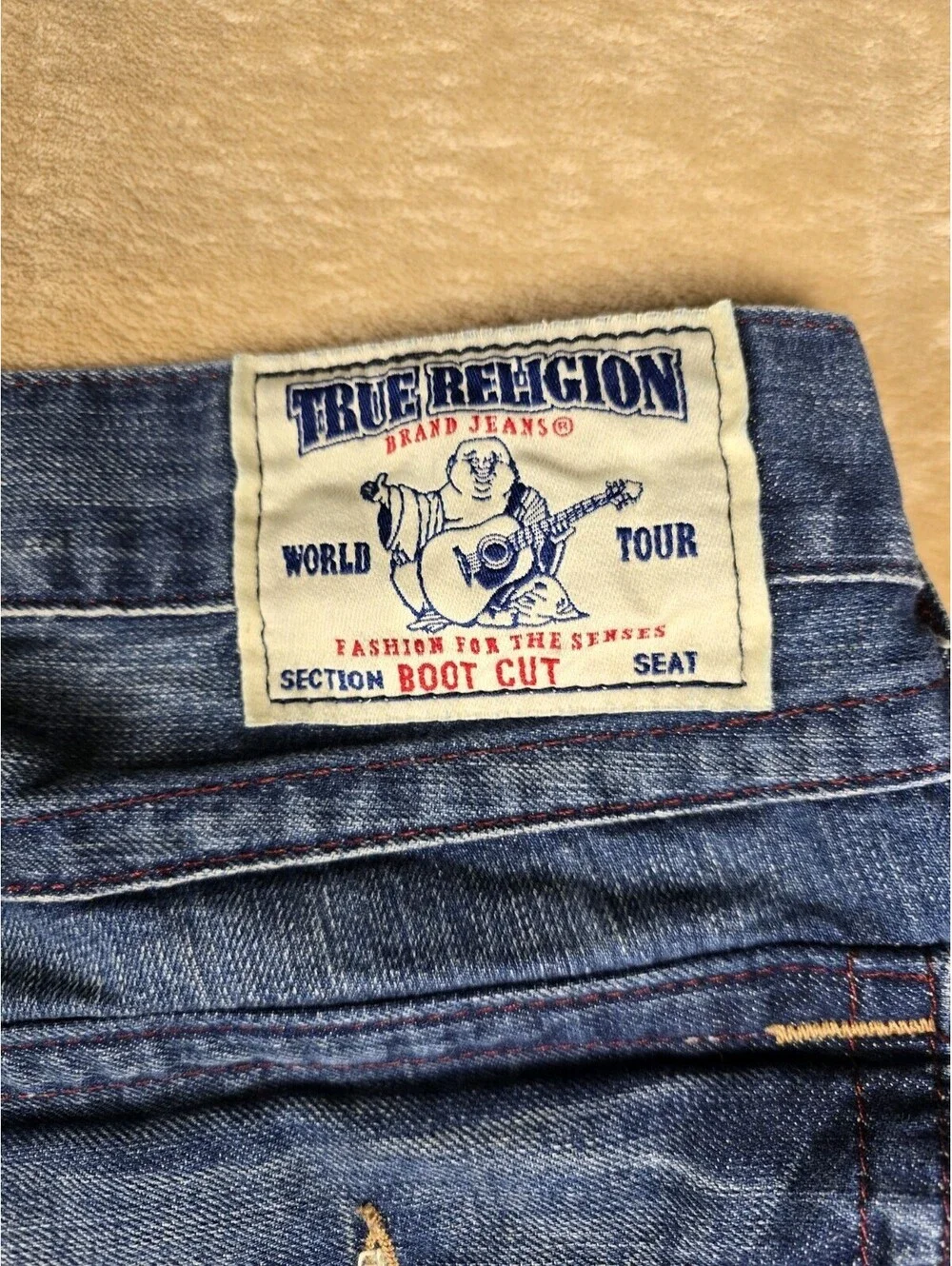 True Religion Men's Billy Flap Pocket Blue Denim Bootcut Size 36 (Actual40)